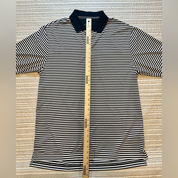 Bobby Jones Performance Golf Polo L Black White Striped Lincoln Logo Embroidered - Picture 5 of 8